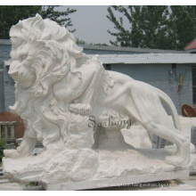 Custom large outdoor decoration handcarved stone animal statues marble lions